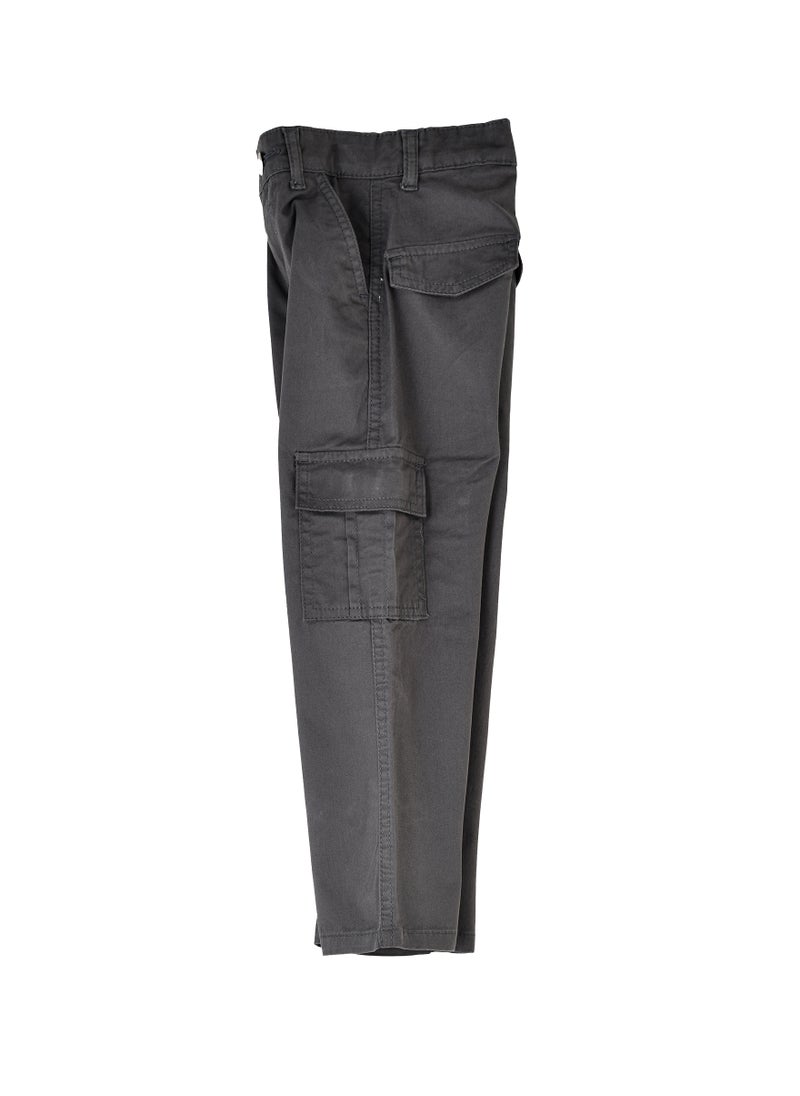 Boys Cargo Pants with Side Pockets - Charcoal Grey