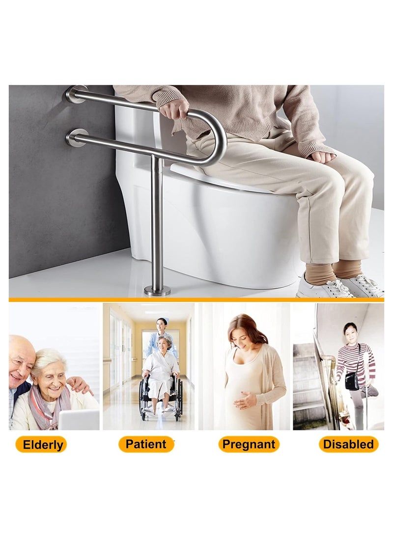 Handicap Rails, Grab Bar, Toilet Rail Bathroom Support for Elderly Bariatric Disabled, Stainless Steel, Safety Hand Railing Guard Frame Shower Assist Aid Handrails Hand Grips