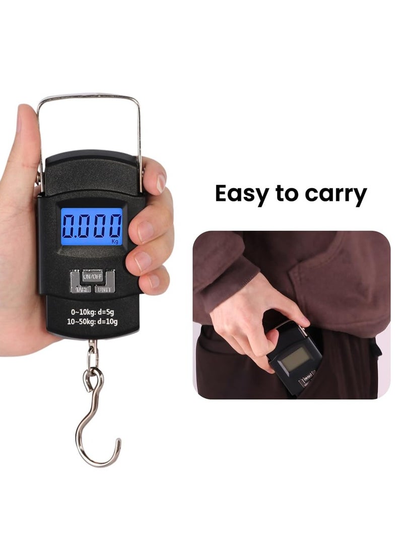 Portable Luggage Scale, 50kg Electronic Digital Suitcase Travel Bag Hanging Weighing Scale, Luggage Scale with Automatic Reading.