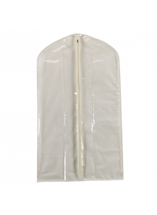 Household Essentials 311393 Hanging Garment Bag | Suit and Jacket Protector | Natural Cotton Canvas with Clear Vinyl Cover, Off-White