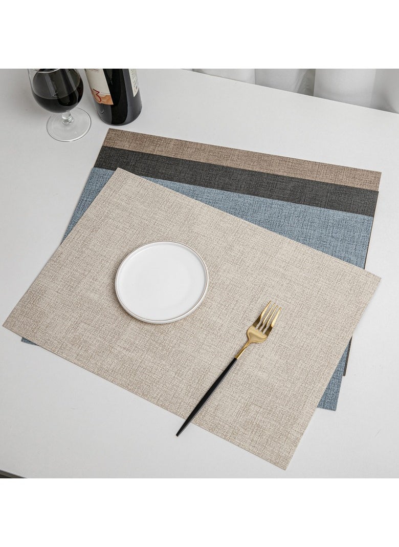 Leather Placemats Set of 4,Heat Resistant Non-Slip Waterproof Wipeable Washable Place mats for Dining Table Kitchen PVC Place Mats,Double-Sides Available(Beige&Grey)