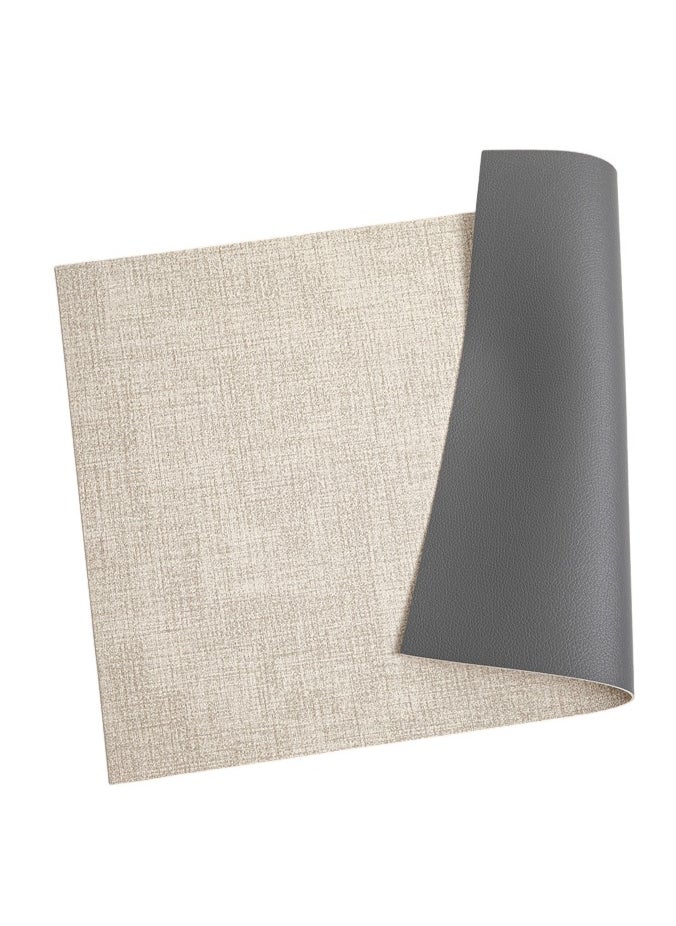 Leather Placemats Set of 4,Heat Resistant Non-Slip Waterproof Wipeable Washable Place mats for Dining Table Kitchen PVC Place Mats,Double-Sides Available(Beige&Grey)