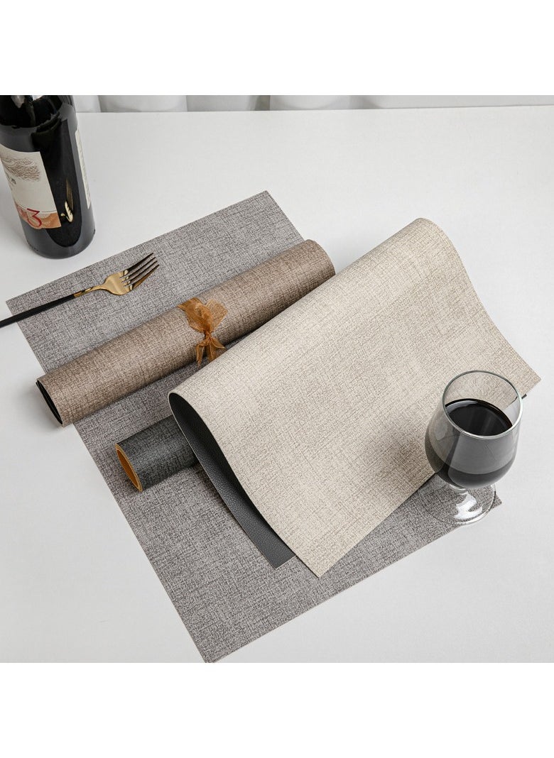 Leather Placemats Set of 4,Heat Resistant Non-Slip Waterproof Wipeable Washable Place mats for Dining Table Kitchen PVC Place Mats,Double-Sides Available(Beige&Grey)