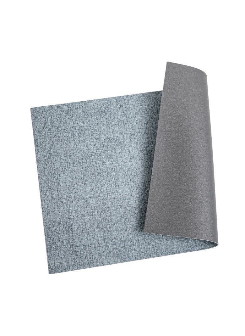 Leather Placemats Set of 4,Heat Resistant Non-Slip Waterproof Wipeable Washable Place mats for Dining Table Kitchen PVC Place Mats,Double-Sides Available(Blue&Grey)