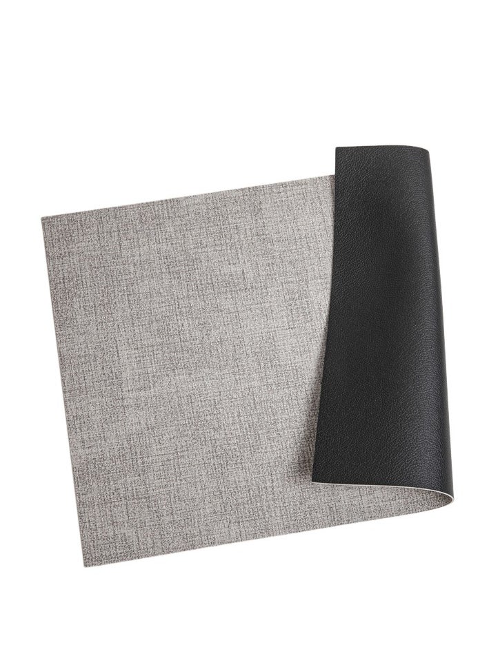 Leather Placemats Set of 4,Heat Resistant Non-Slip Waterproof Wipeable Washable Place mats for Dining Table Kitchen PVC Place Mats,Double-Sides Available(Grey&Black)