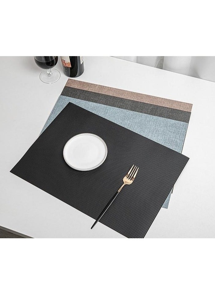 Leather Placemats Set of 4,Heat Resistant Non-Slip Waterproof Wipeable Washable Place mats for Dining Table Kitchen PVC Place Mats,Double-Sides Available(Grey&Black)