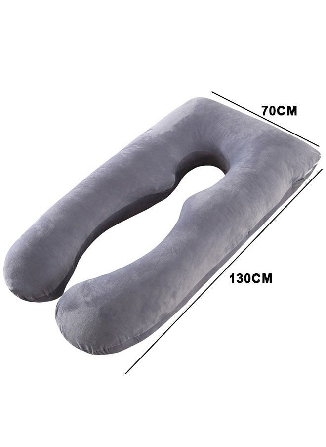 U Shaped Maternity Pillow With Removable Velvet Cover Grey 130x70cm