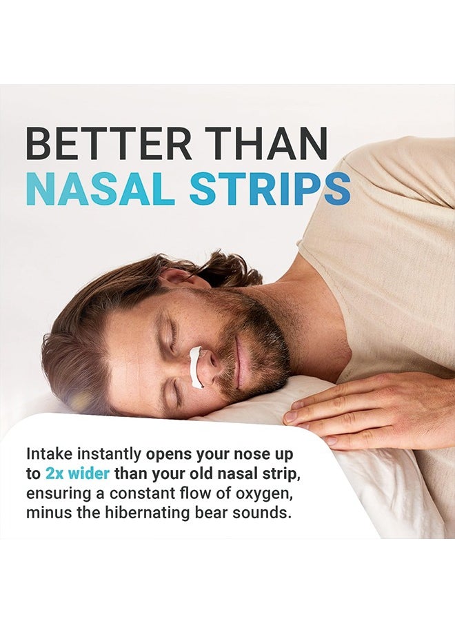 Intake Breathing Nasal Strip Starter Kit (30 Count, Black) - Boost Oxygen Intake, Reduce Snoring, Improve Sleep Quality - Sweat Resistant, Skin Safe Nasal Strips - Extra Strength Snoring Solution