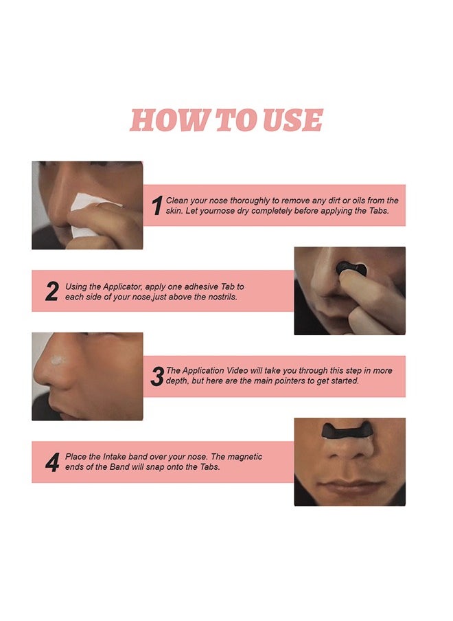 Intake Breathing Nasal Strip Starter Kit (30 Count, Black) - Boost Oxygen Intake, Reduce Snoring, Improve Sleep Quality - Sweat Resistant, Skin Safe Nasal Strips - Extra Strength Snoring Solution