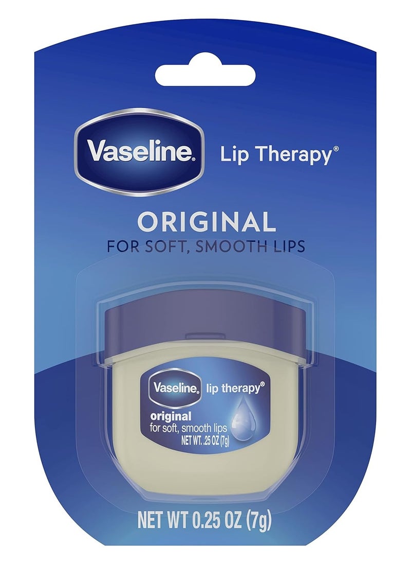 Vaseline Lip Therapy Original – Mini Vaseline Lip Balm, Hydrating Petroleum Jelly, Clear Lip Gloss, Travel-Size, 0.25 Oz Ea (Pack of 4)