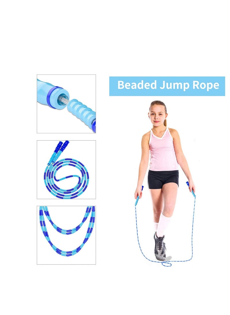 Jump Rope, Adjustable Length Tangle-Free Segmented Soft Beaded Skipping Rope, Fitness Jump Rope for Kids, Man, and Women Weight Loss 9.2 Feet (3-Pack)