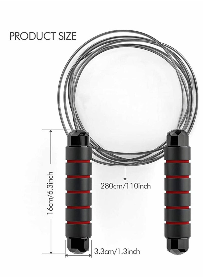Skipping Rope, Fitness Jump Rope, Tangle Rapid Speed Skipping Rope Cable with Ball Bearings, for Women, Men, and Kids, Adjustable Steel Skipping Rope with Foam Handles for Home Fitness