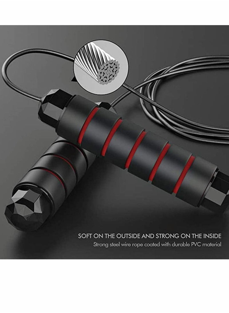 Skipping Rope, Fitness Jump Rope, Tangle Rapid Speed Skipping Rope Cable with Ball Bearings, for Women, Men, and Kids, Adjustable Steel Skipping Rope with Foam Handles for Home Fitness