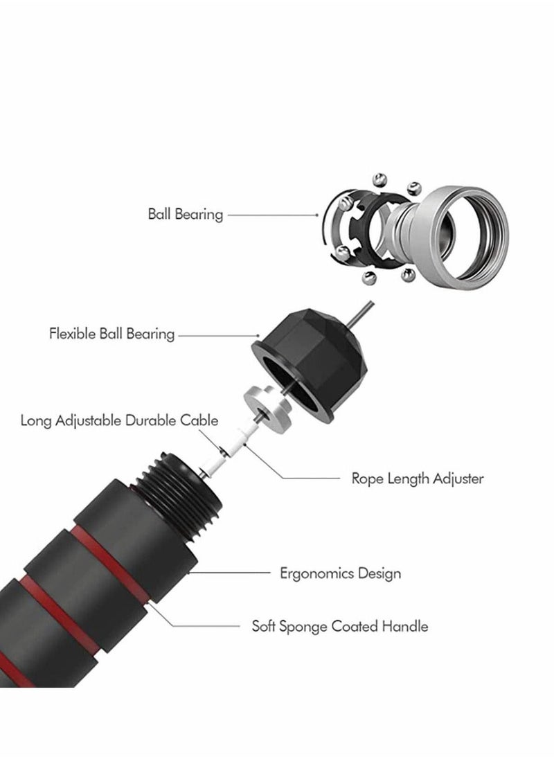 Skipping Rope, Fitness Jump Rope, Tangle Rapid Speed Skipping Rope Cable with Ball Bearings, for Women, Men, and Kids, Adjustable Steel Skipping Rope with Foam Handles for Home Fitness