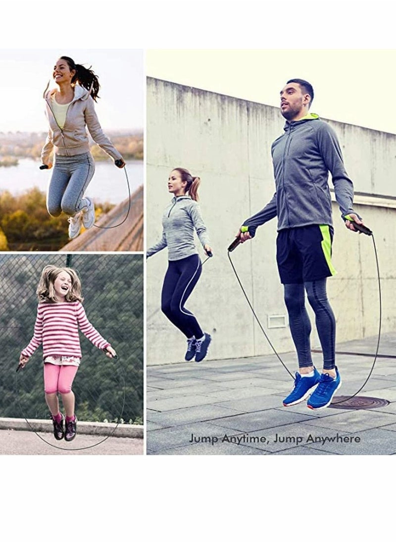 Skipping Rope, Fitness Jump Rope, Tangle Rapid Speed Skipping Rope Cable with Ball Bearings, for Women, Men, and Kids, Adjustable Steel Skipping Rope with Foam Handles for Home Fitness