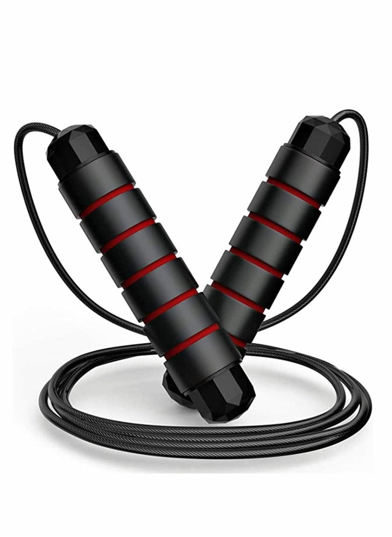 Skipping Rope, Fitness Jump Rope, Tangle Rapid Speed Skipping Rope Cable with Ball Bearings, for Women, Men, and Kids, Adjustable Steel Skipping Rope with Foam Handles for Home Fitness