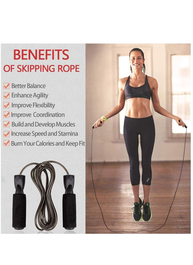 Jump Ropes for Fitness 9.8ft Tangle-free Skipping Rope with Steel Wire and Ball Bearings Speed Jumping Boxing Cardio Endurance Lose Weight Burn Calories Indoor Gym