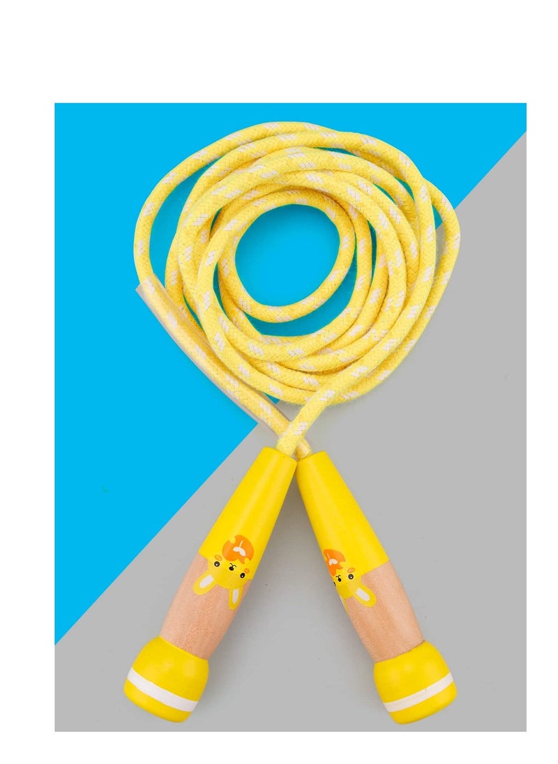 Jump Rope for Kids, Adjustable Kids Jump Ropes for Girls Boys Toddler Fitness, Cotton Skipping Rope with Wooden Handle for Outdoor Fun Activities Exercise - 2 Pack Blue & Yellow