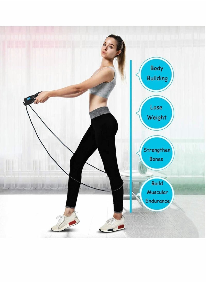 Jump Rope, Weighted Jumping Rope with Counter for Fitness Exercise, Adjustable Digital Cordless Speed Skipping Rope for Adults, Women, Men, Kids (Black)
