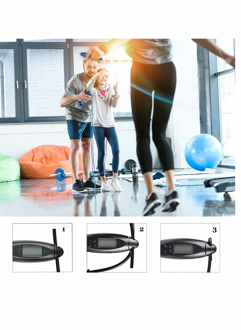 Jump Rope, Weighted Jumping Rope with Counter for Fitness Exercise, Adjustable Digital Cordless Speed Skipping Rope for Adults, Women, Men, Kids (Black)