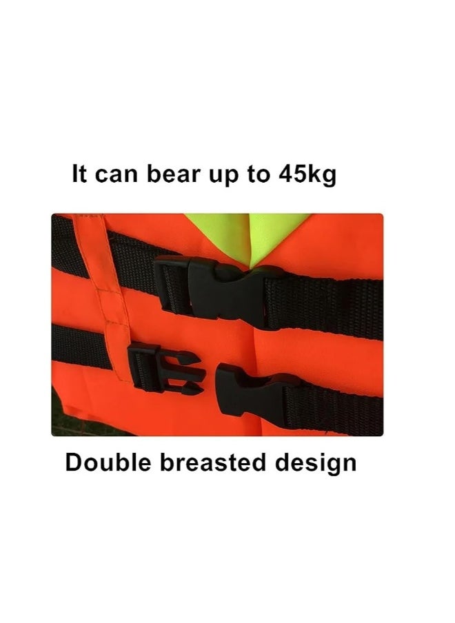 Dual color polyester life jacket for kids & adults - high visibility reflecting tape swim vest for water safety