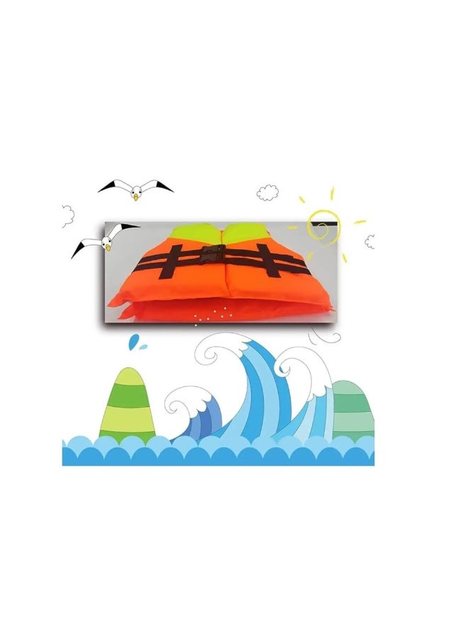 Dual color polyester life jacket for kids & adults - high visibility reflecting tape swim vest for water safety