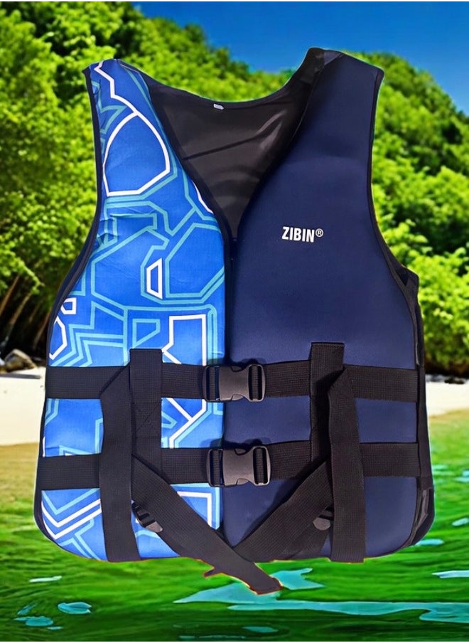 Adult Safety Life Jacket with Adjustable Straps, Whistle, and Enhanced Buoyancy for Kayaking, Boating, and Fishing