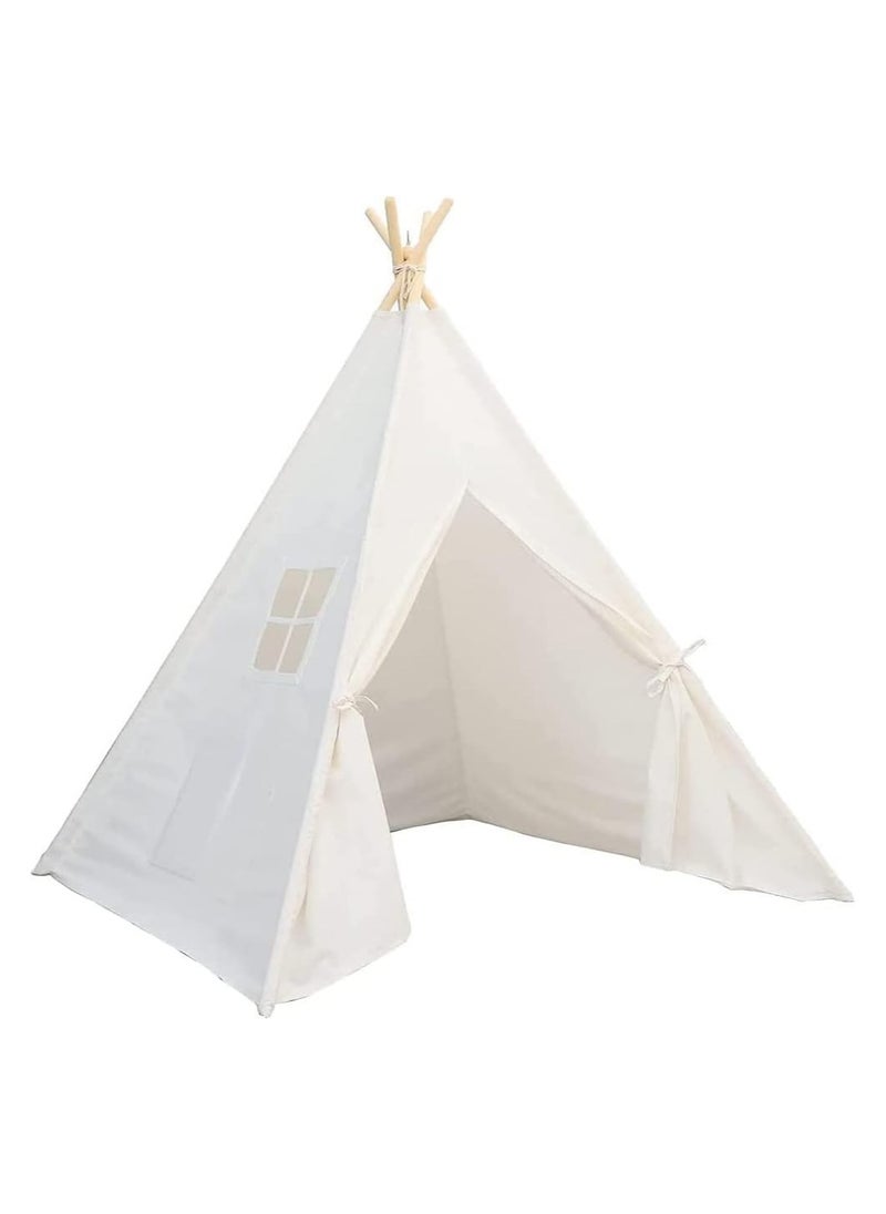 Portable Kids play Teepee Tent Cotton Canvas Outdoor indoor tent house kids Games Playhouse -White