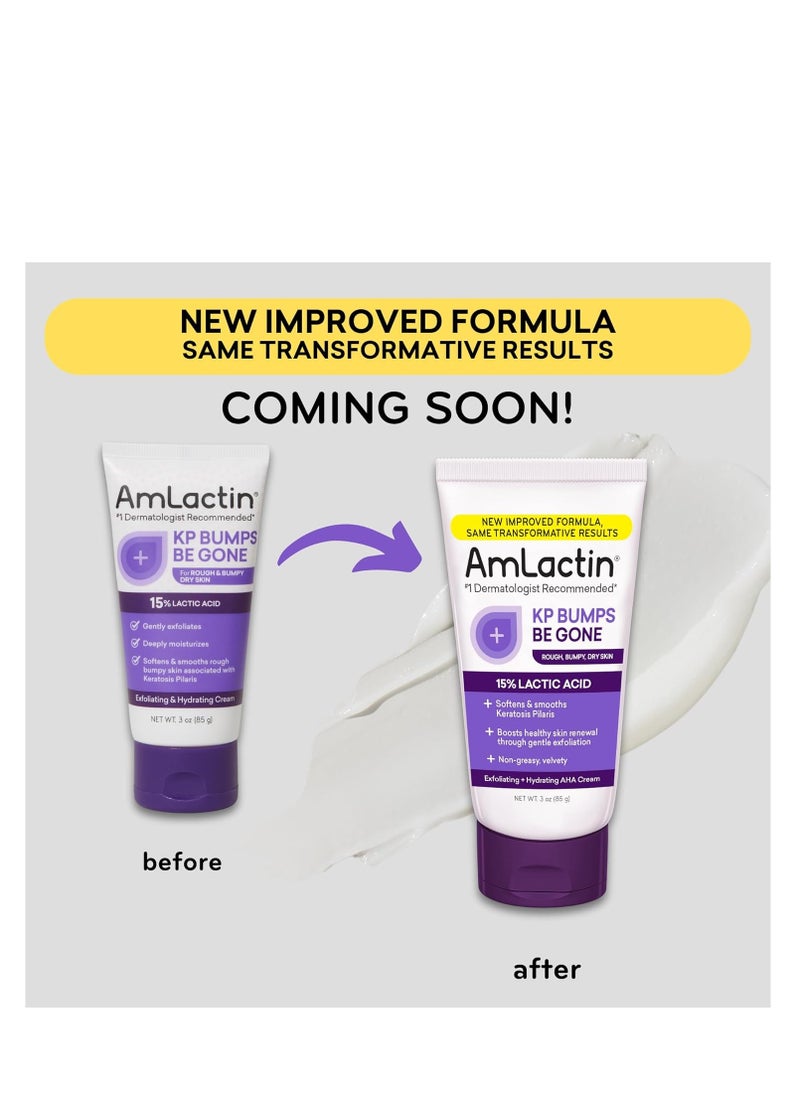 AmLactin KP Bumps Be Gone - 3 oz Keratosis Pilaris Moisturizing Cream with 15% Lactic Acid - Exfoliator and Moisturizer for Dry, Rough and Bumpy Skin (Packaging May Vary)