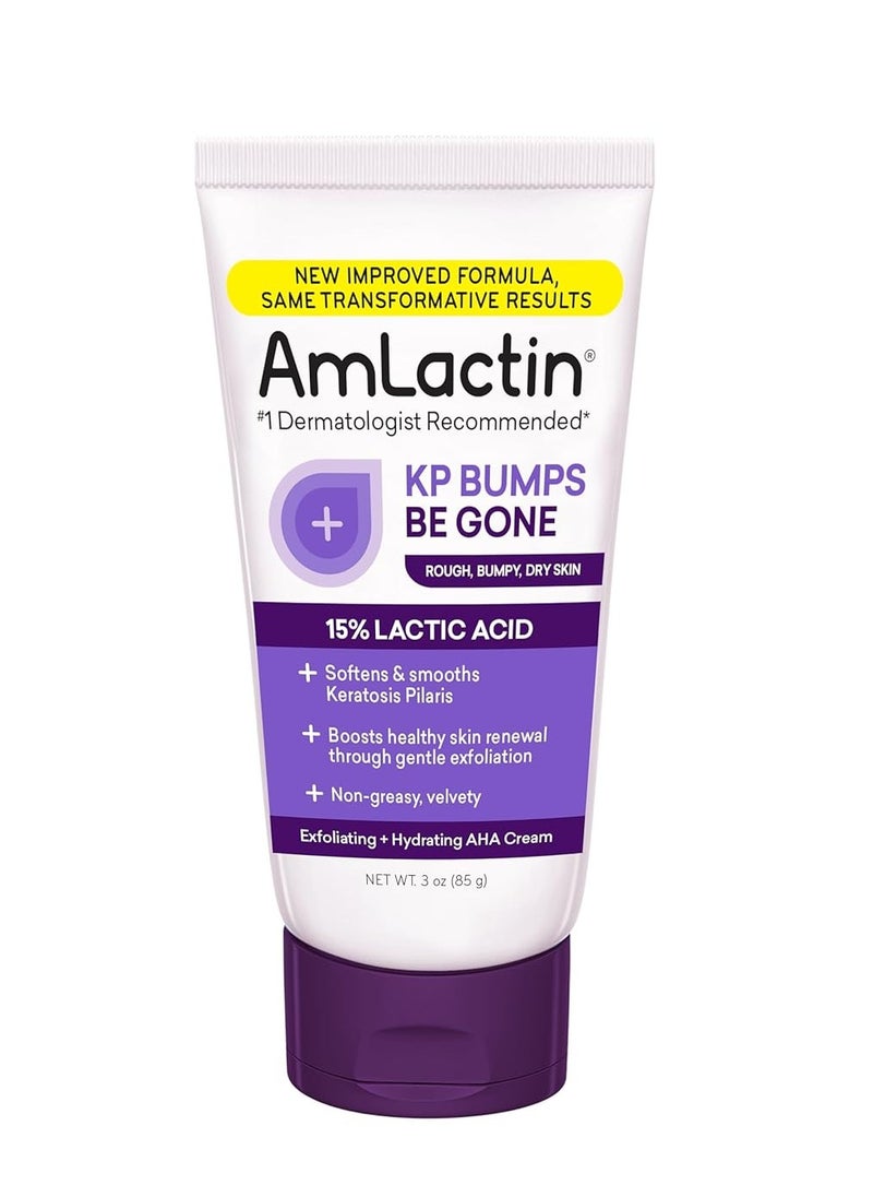 AmLactin KP Bumps Be Gone - 3 oz Keratosis Pilaris Moisturizing Cream with 15% Lactic Acid - Exfoliator and Moisturizer for Dry, Rough and Bumpy Skin (Packaging May Vary)