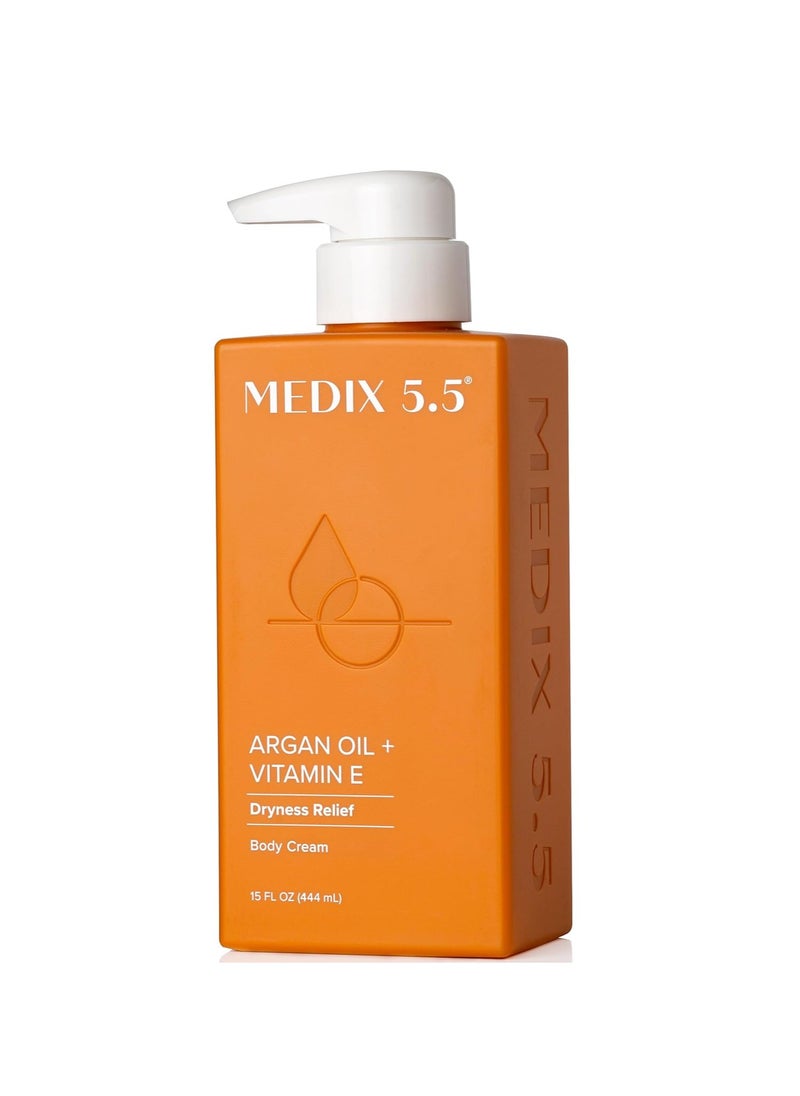 Medix 5.5 Argan Oil Cream W/Vitamin E Anti Aging Skin Care Moisturizer Body Cream | Firming Body Lotion Reduces Look Of Wrinkles, Cellulite, Crepey, & Uneven Skin Tone For Women & Men, 15 Fl Oz