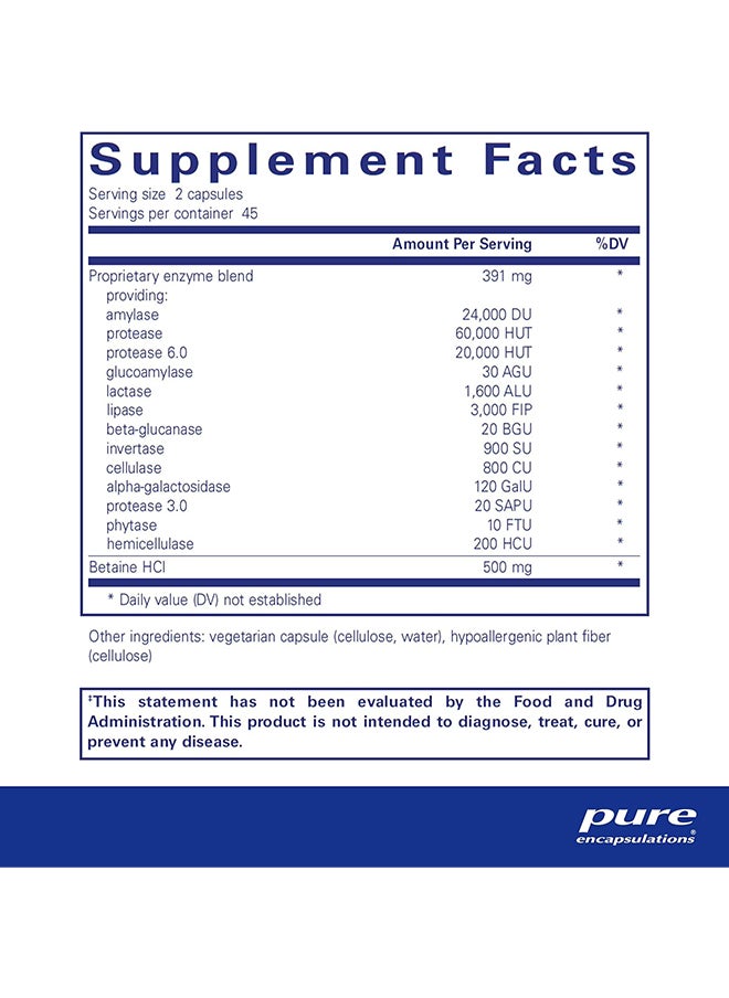 Digestive Enzymes Ultra With Betaine Hcl 90 Capsules