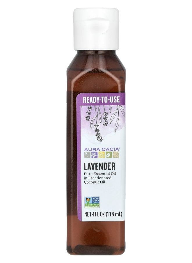 Pure Essential Oil in Fractionated Coconut Oil Lavender 4 fl oz (118 ml)