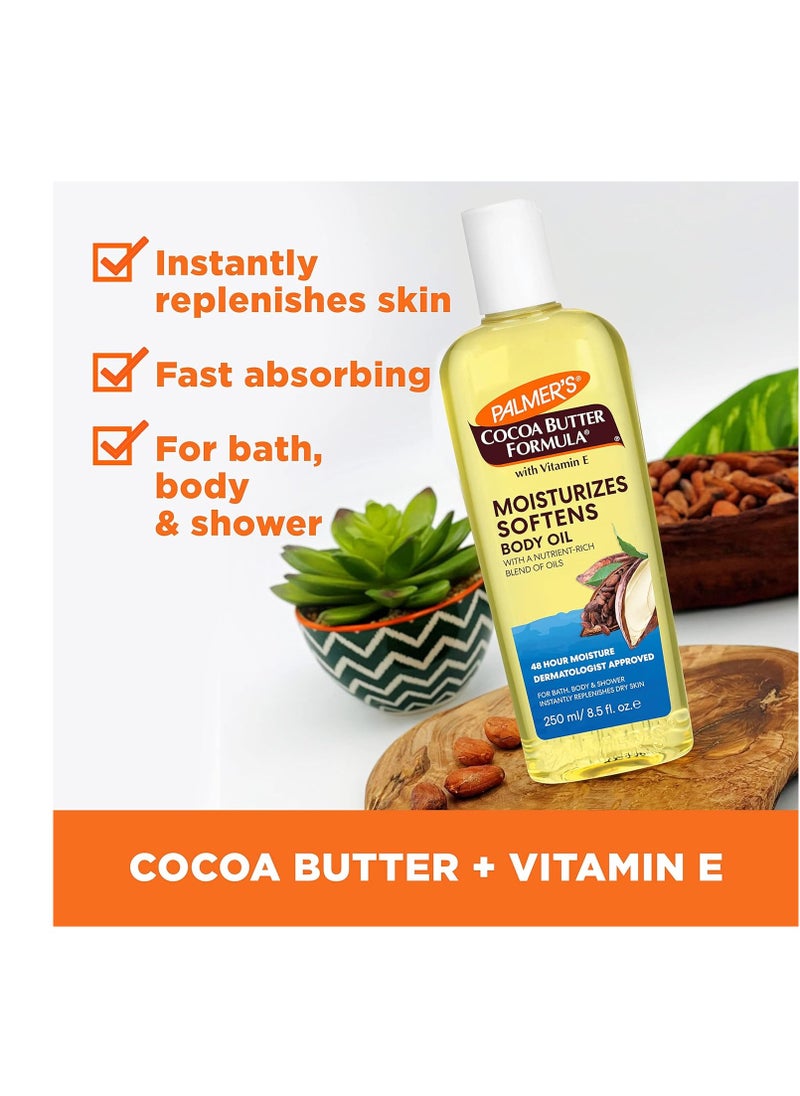 Palmer's Cocoa Butter Moisturizing Body Oil with Vitamin E, Radiant Looking Glow and Skin Hydration, Instant Absorption, Bath, Body and Shower, 8.5 Ounces