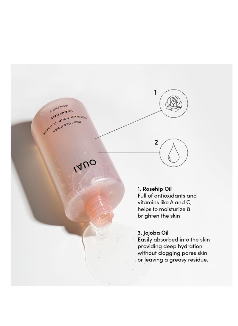 OUAI Body Cleanser, Melrose Place - Foaming Body Wash with Jojoba Oil and Rosehip Oil to Hydrate, Nurture, Balance and Soften Skin - Paraben, Phthalate and Sulfate Free Skin Care Products - 10 Oz