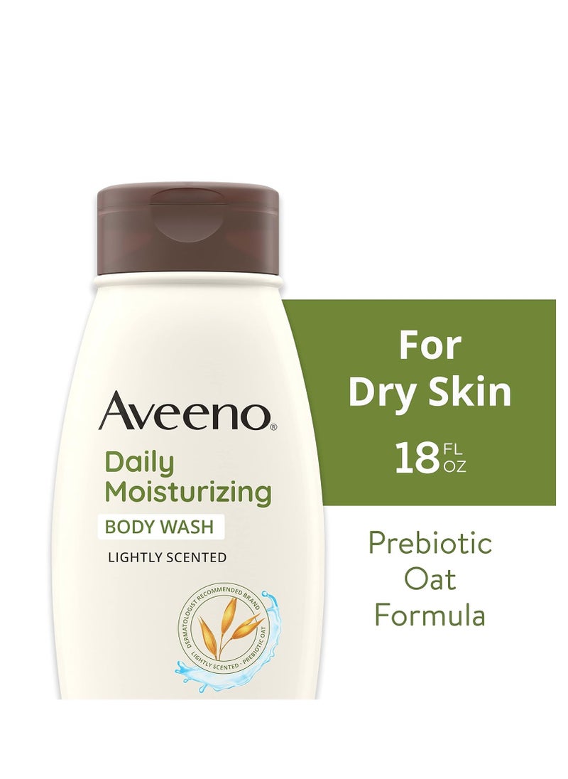Aveeno Daily Moisturizing Body Wash for Dry & Sensitive Skin with Prebiotic Oat, Hydrating Oat Body Wash Nourishes Dry Skin & Gently Cleanses, Light Fragrance, Sulfate-Free, 18 fl. Oz