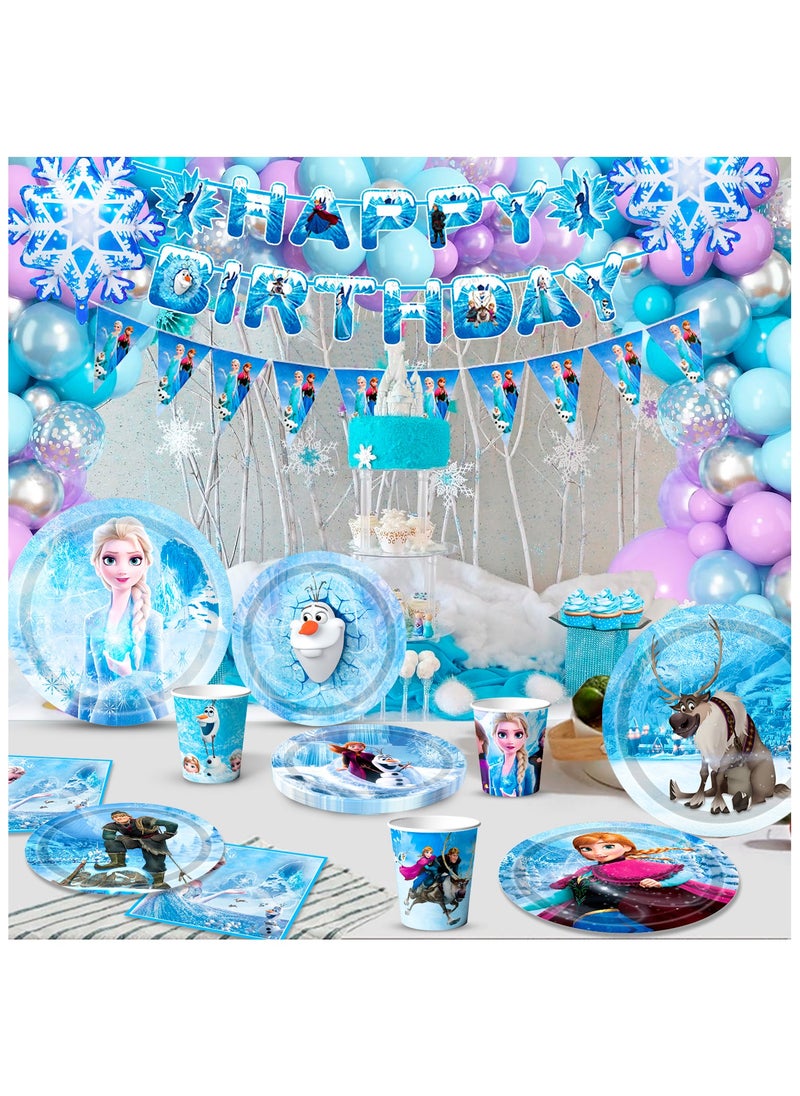 Frozen Birthday Party Decorations Tableware,120pcs Frozen Plates and Napkins Party Supplies Includ 60 7''& 9''Frozen Party Plates,30 Frozen Napkins&30 Frozen Cups for Elsa Birthday Party Decorations