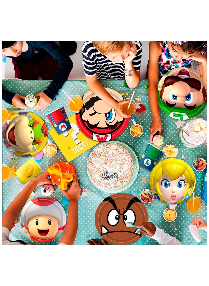 Super Mario Birthday Decorations Tableware,120pcs Super Mario Plates and Napkins Set- 30pcs 9'' Mario Party Plates, 30pcs 7'' Super Mario Cake Plates Mario Napkins Cups For 30 Person