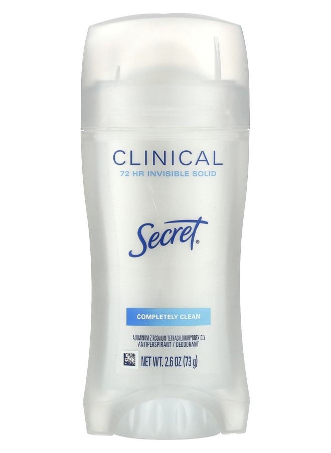 Clinical 72 HR Invisible Solid Deodorant Completely Clean  2.6 oz (73 g)