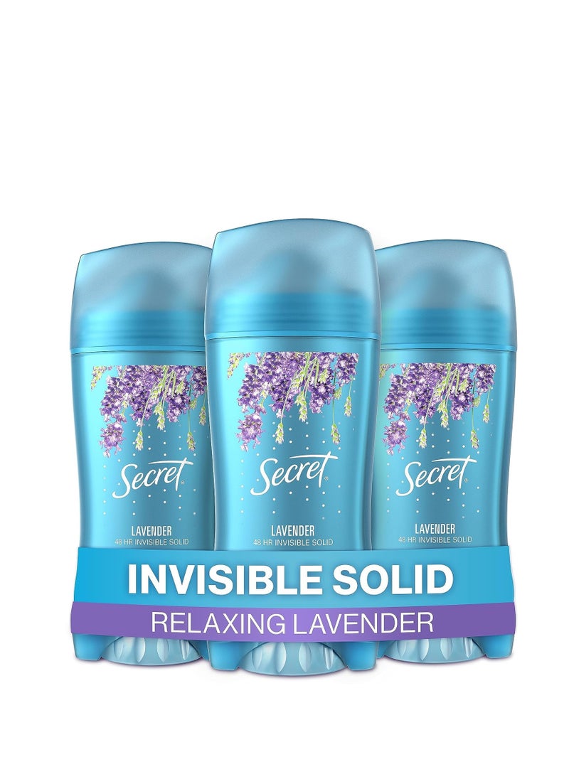 Secret Antiperspirant and Deodorant for Women, Lavender, Invisible Solid, 2.6 oz (Pack of 3)