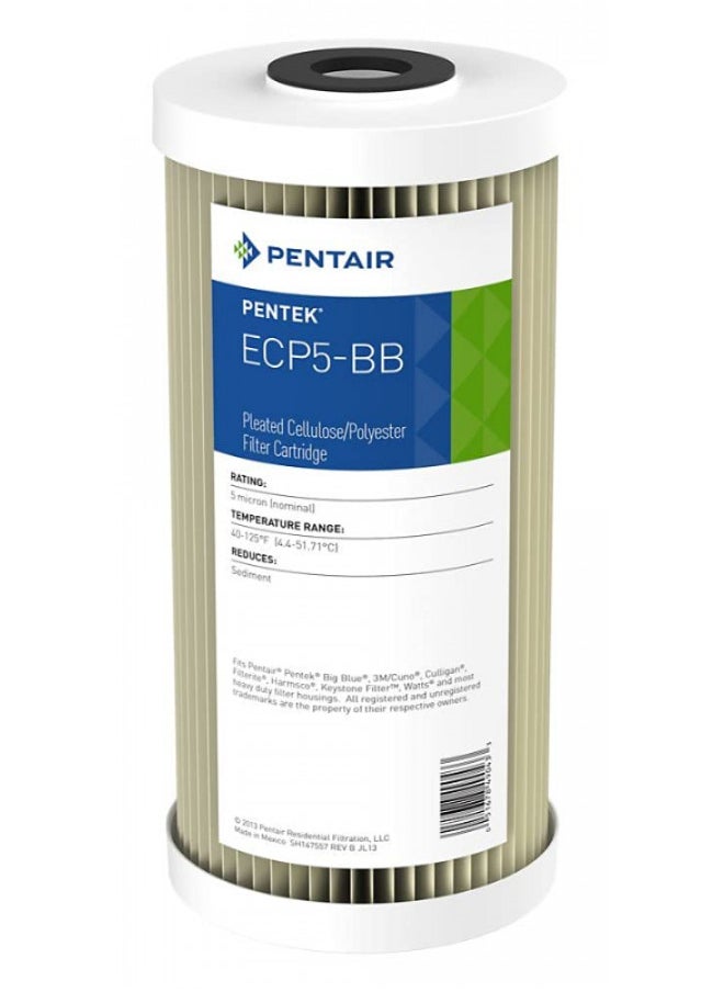 Pentair Pentek ECP5-BB Big Blue Sediment Water Filter, 10-Inch, Whole House Heavy Duty Pleated Cellulose Polyester Replacement Cartridge, 10