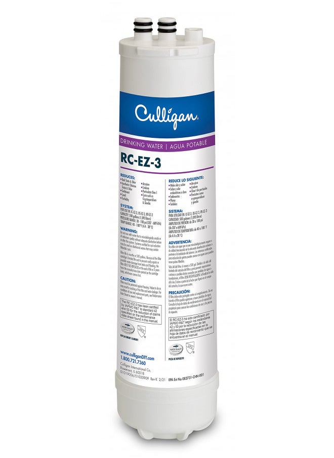 Culligan RC 3 EZ-Change Advanced Water Filtration Replacement Cartridge, 500 Gallons (Pack of 1)