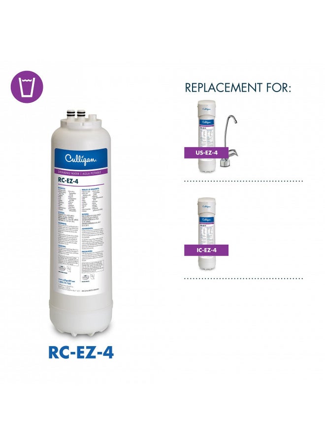 Culligan RC 4 EZ-Change Water Filtration Replacement Cartridge, 500 Gallons, 1 Count (Pack of 1), White