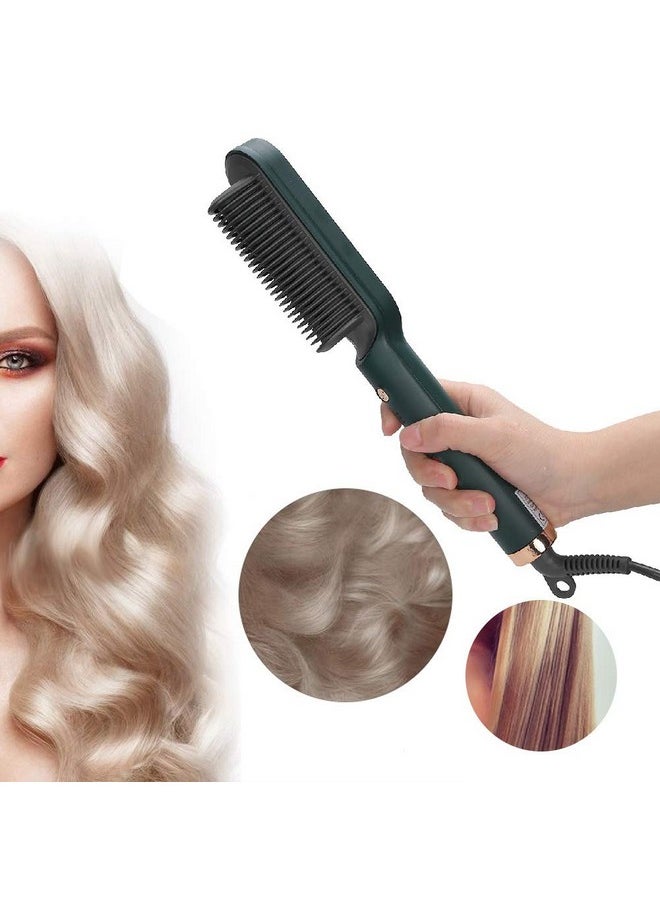 Hair Straightener And Curler 2 In 1 Professional Hair Straightening Comb With Anti?Scalding Comb Teeth Design Fast Heating Straightening Curling Dual Use