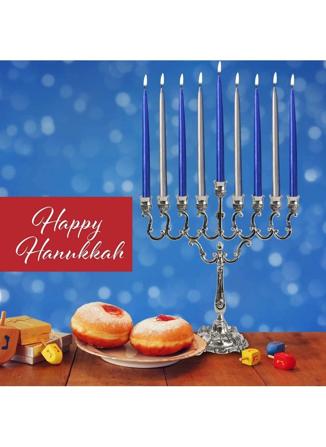 Hanukkah Candles - Metallic Blue and Silver Dripless Chanukah Candle - Premium Quality Wax - 45pk. for All 8 Nights of Hanukkah