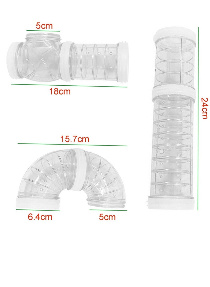 Hamster Tube Set, DIY Creative Connection Tunnel Practice Toys Transparent Bent Tube Pet Cage Transformation Outside the Tube Tube Hamster Toys to Expand the Space Movement Tunnel