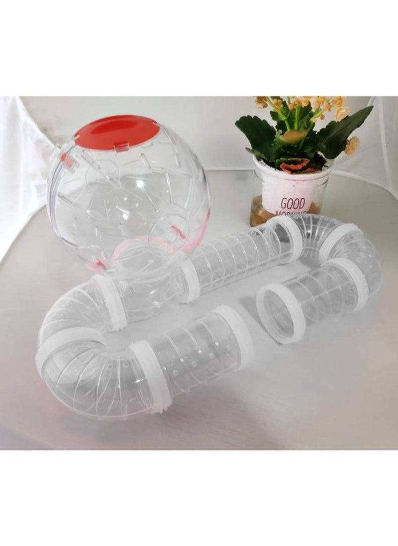 Hamster Tube Set, DIY Creative Connection Tunnel Practice Toys Transparent Bent Tube Pet Cage Transformation Outside the Tube Tube Hamster Toys to Expand the Space Movement Tunnel