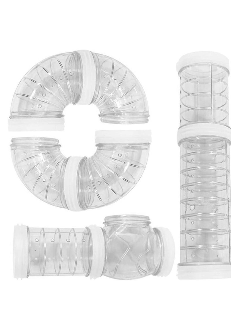 Hamster Tube Set, DIY Creative Connection Tunnel Practice Toys Transparent Bent Tube Pet Cage Transformation Outside the Tube Tube Hamster Toys to Expand the Space Movement Tunnel