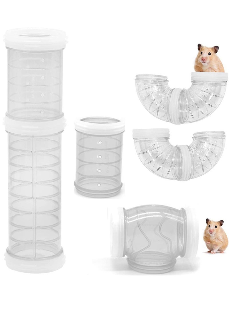 Hamster Tube Set, DIY Creative Connection Tunnel Practice Toys Transparent Bent Tube Pet Cage Transformation Outside the Tube Tube Hamster Toys to Expand the Space Movement Tunnel