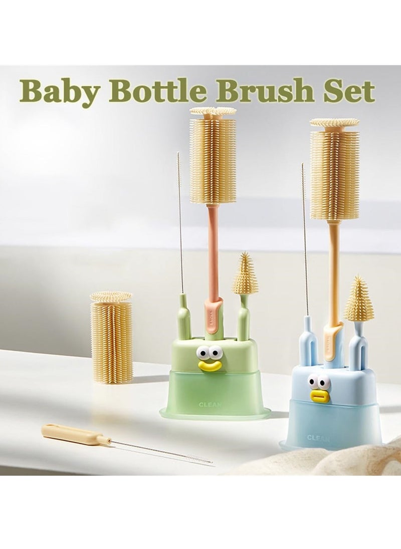 Multi-Functional Baby Bottle Brush Set, Includes Silicone Brush, Gap Cleaner, and Straw Cleaner for Deep Cleaning Water Bottles